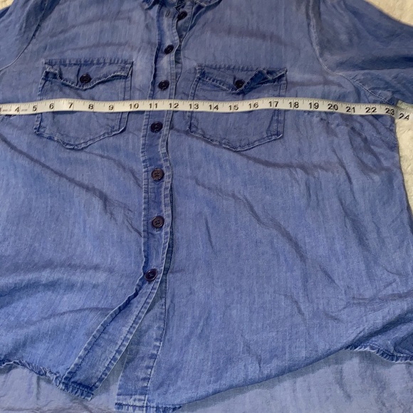 Rebel Wilson x Angels Chambray plus size Army with pockets button up shirt 1X - Picture 7 of 13